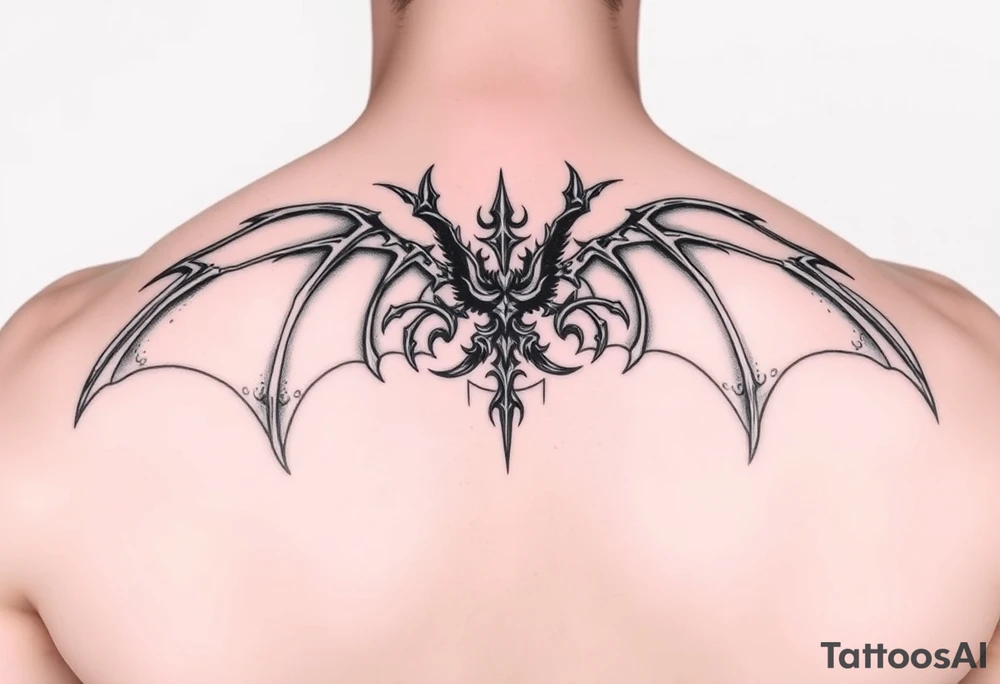 Good vs Evil battle entire back tattoo tattoo idea