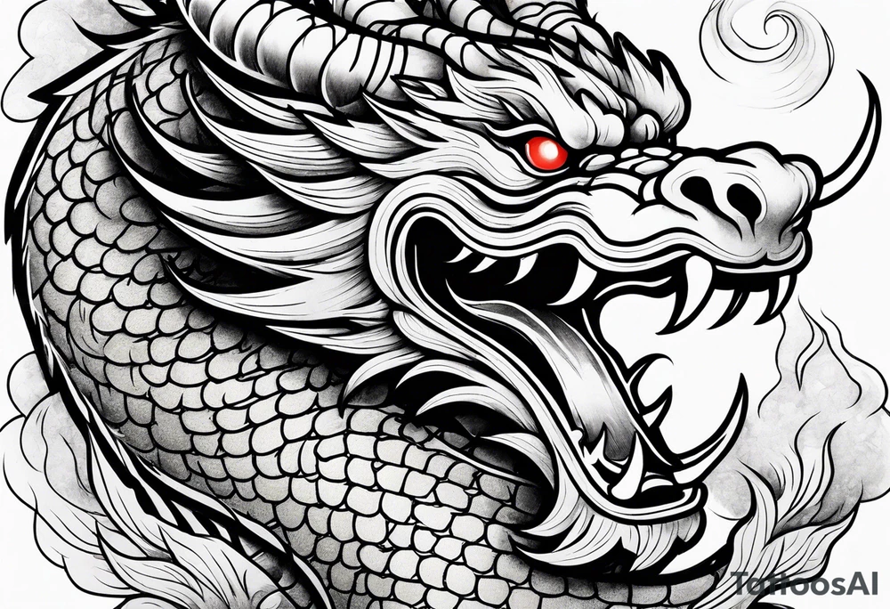 Traditional Chinese Dragon and smoke tattoo idea