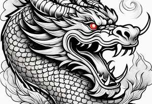 Traditional Chinese Dragon and smoke tattoo idea