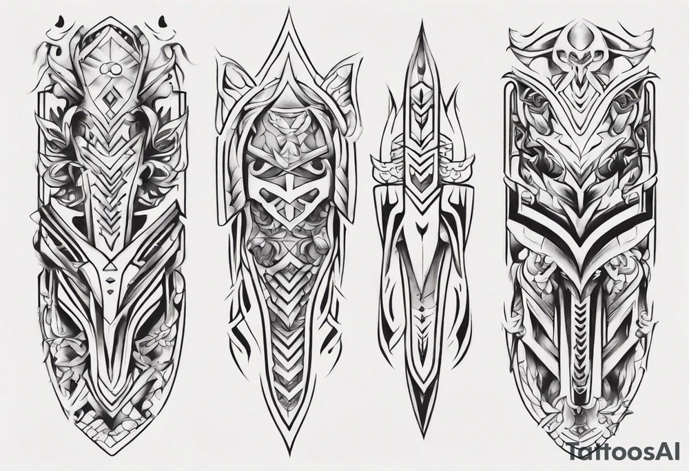 Leg armor symmetrical tattoo idea