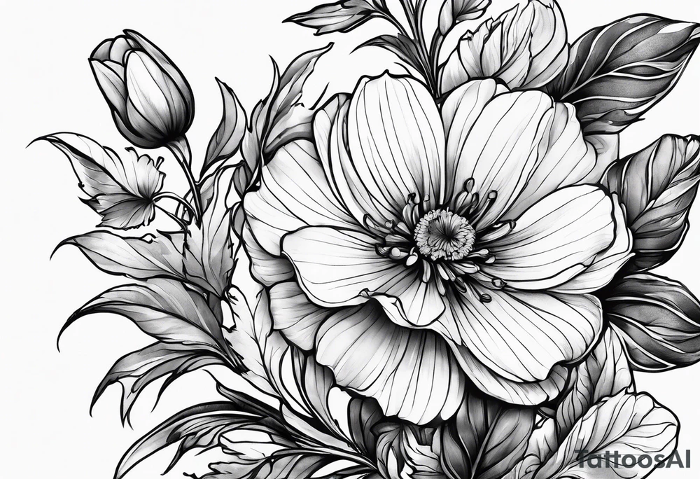 Birth Month Flowers
January, February, March, May, August tattoo idea