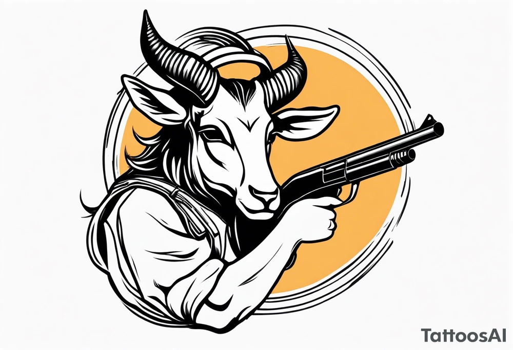 capricorn with sunglasses and shotgun tattoo idea
