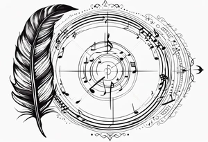 Feather Mandala tattoo with music notes tattoo idea