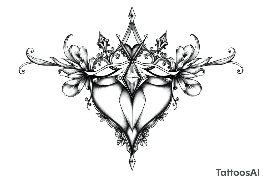 Pubic crown diamond vagina and anus tattoo idea