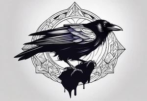 Generate a tattoo of a raven for the forearm tattoo idea