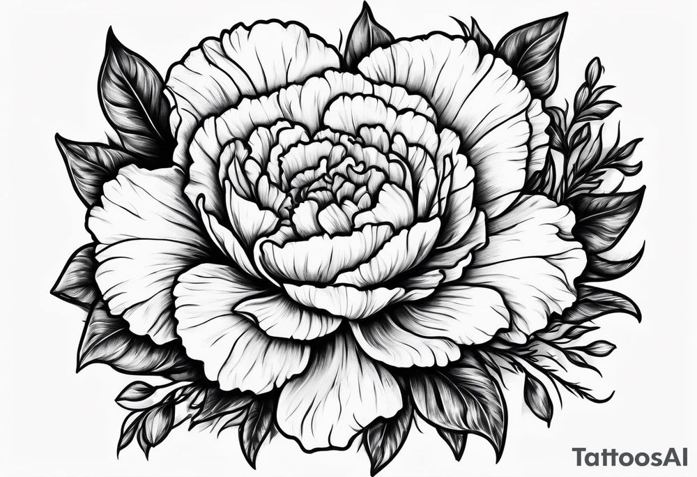 Carnation with sun and moon background tattoo idea