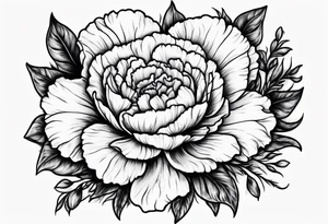 Carnation with sun and moon background tattoo idea