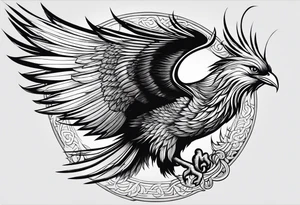 phoenix, 
chinese,
realistic, 
long tail,
elegant,
wings closed
long neck,
long feathers,
in flight,
graceful, tattoo idea