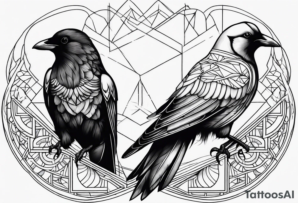 Half crow half dove tattoo idea