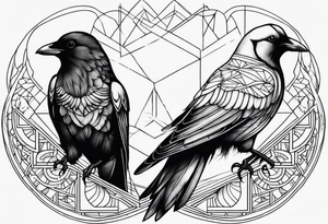 Half crow half dove tattoo idea