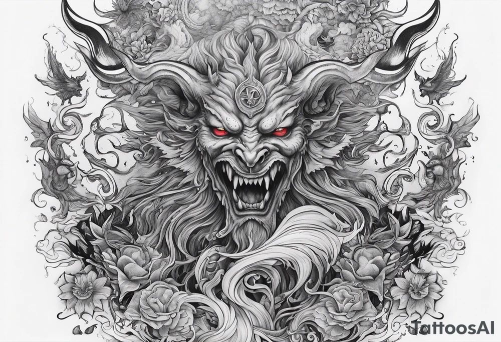 Satan in a sea of souls tattoo idea