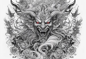 Satan in a sea of souls tattoo idea