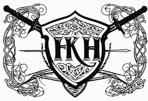 Valhalla fire sword shield barbed wire tattoo idea