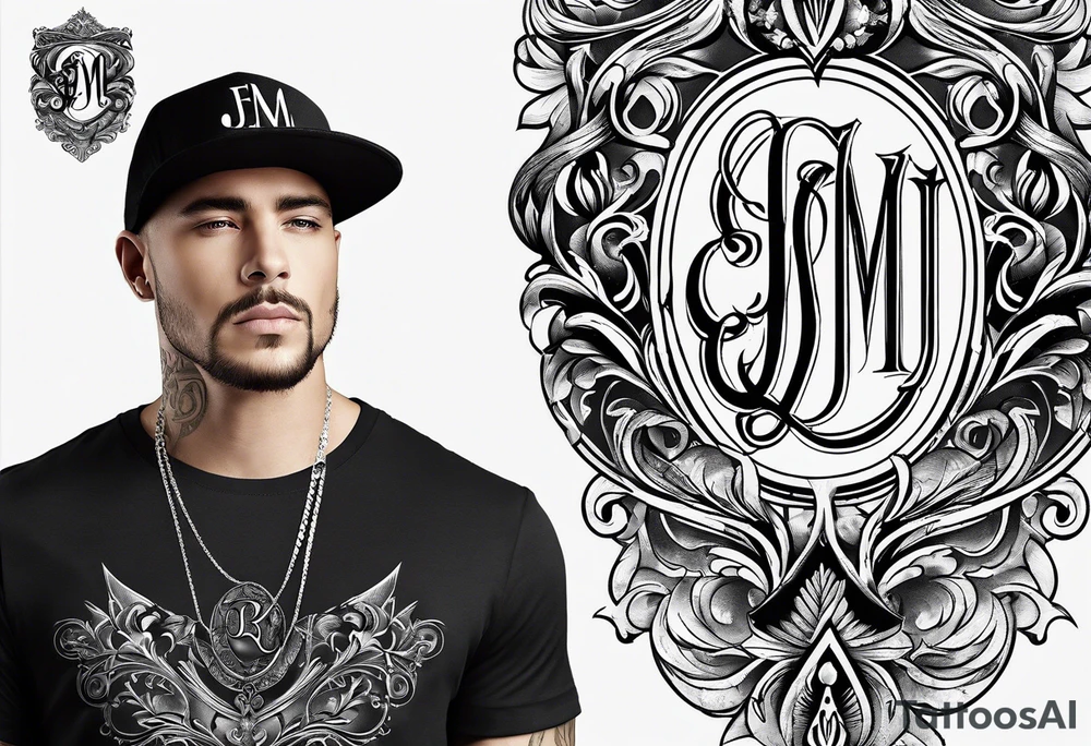 Monogram design that is simple and text only with the letter “JEM” tattoo idea