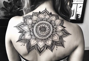 Mandala flower full back tattoo tattoo idea