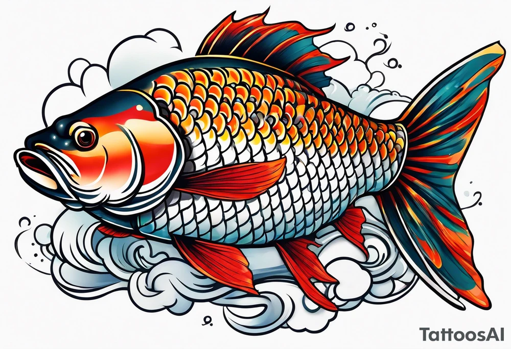 Japanese carp with Japan words tattoo idea