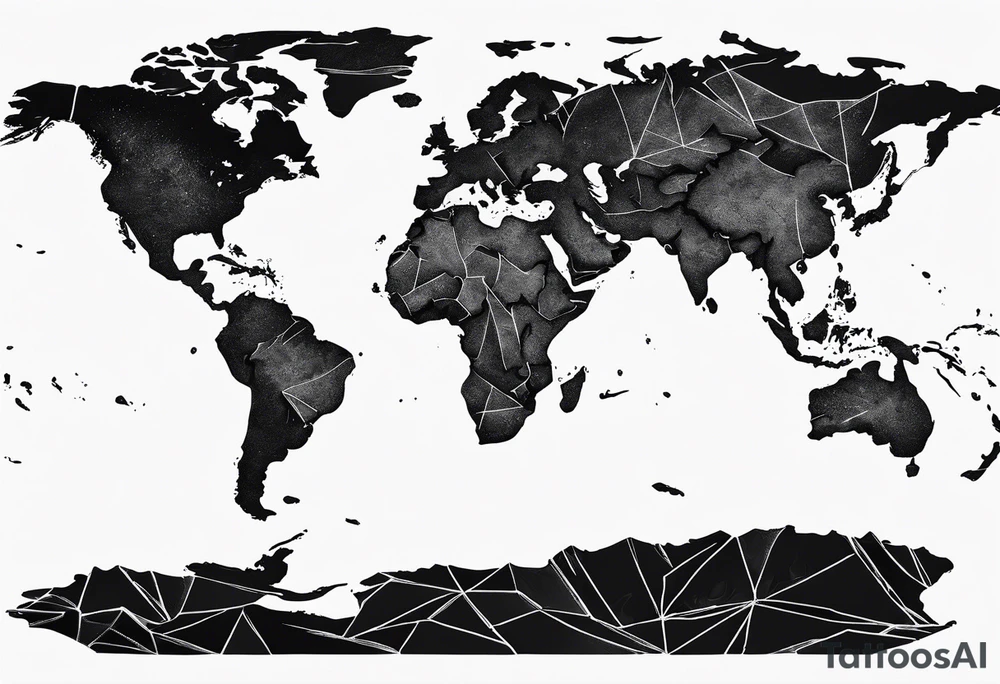 tattoo 
line drawing of the world map tattoo idea