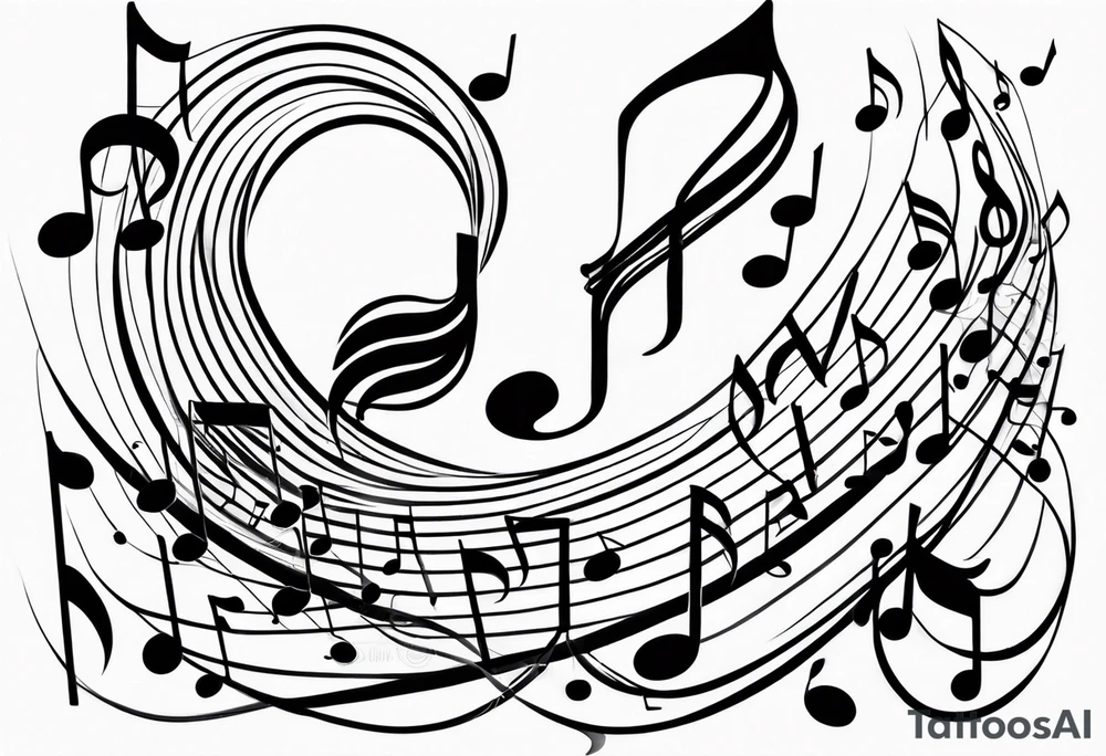 Musical notes floating tattoo idea