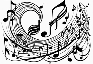 Musical notes floating tattoo idea