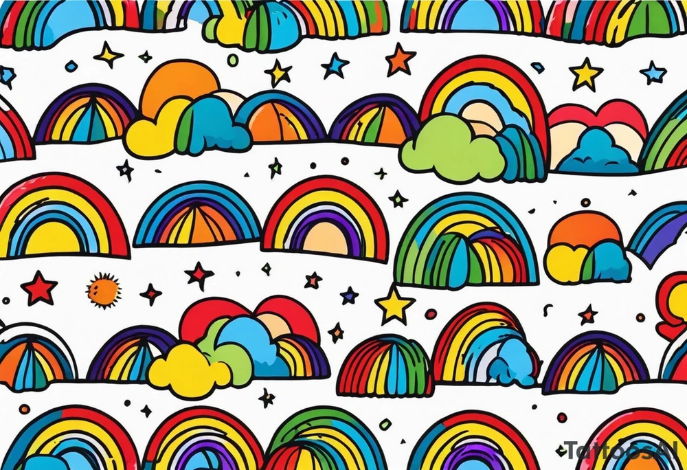 rainbow
old school vintage simple traditional design 



bold color simple tattoo idea