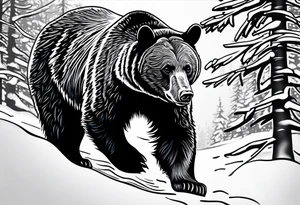 black bear wandering around in canadian winter tattoo idea