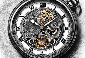 Pocket watch with chain and dates 28/08/1960-25/03/2024 written in it tattoo idea