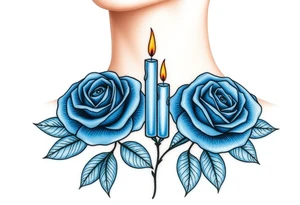 Blue, 2 roses, 2 candles, water tattoo idea