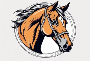 tough mustang bust in circle tattoo idea