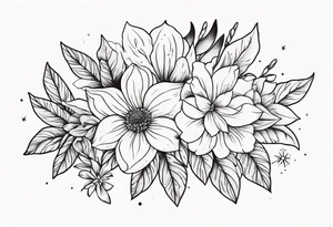 Western floral and stars tattoo idea