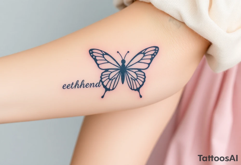 ethereal butterfly with flowing silk ribbons in moonlight tattoo idea