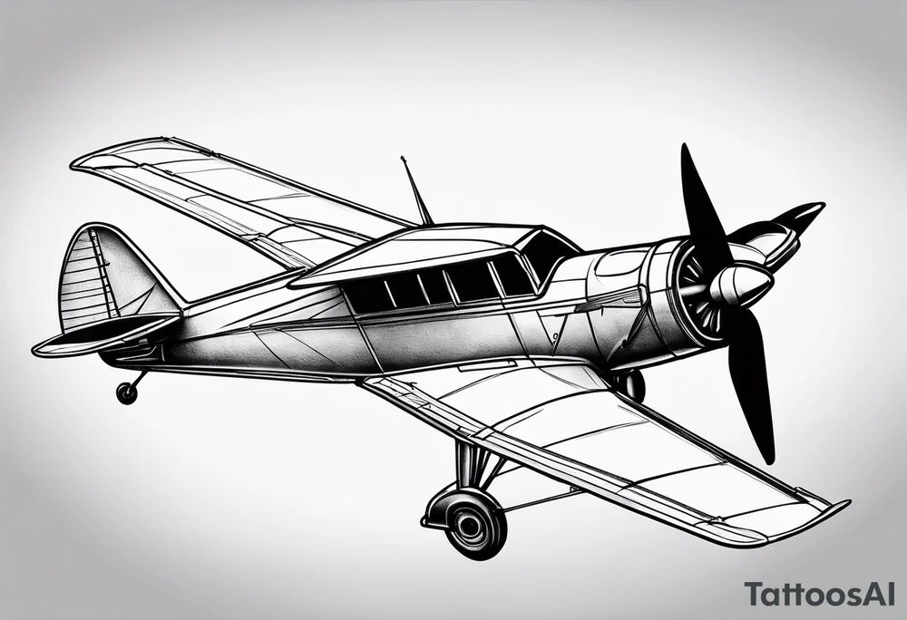 sketch of adventure plane in perspective from the above tattoo idea