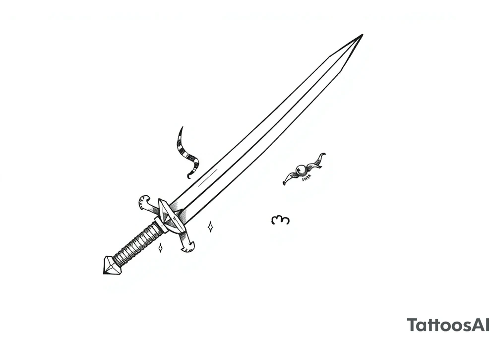 Life, sword, power, relentless, happiness tattoo idea