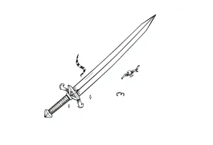 Life, sword, power, relentless, happiness tattoo idea