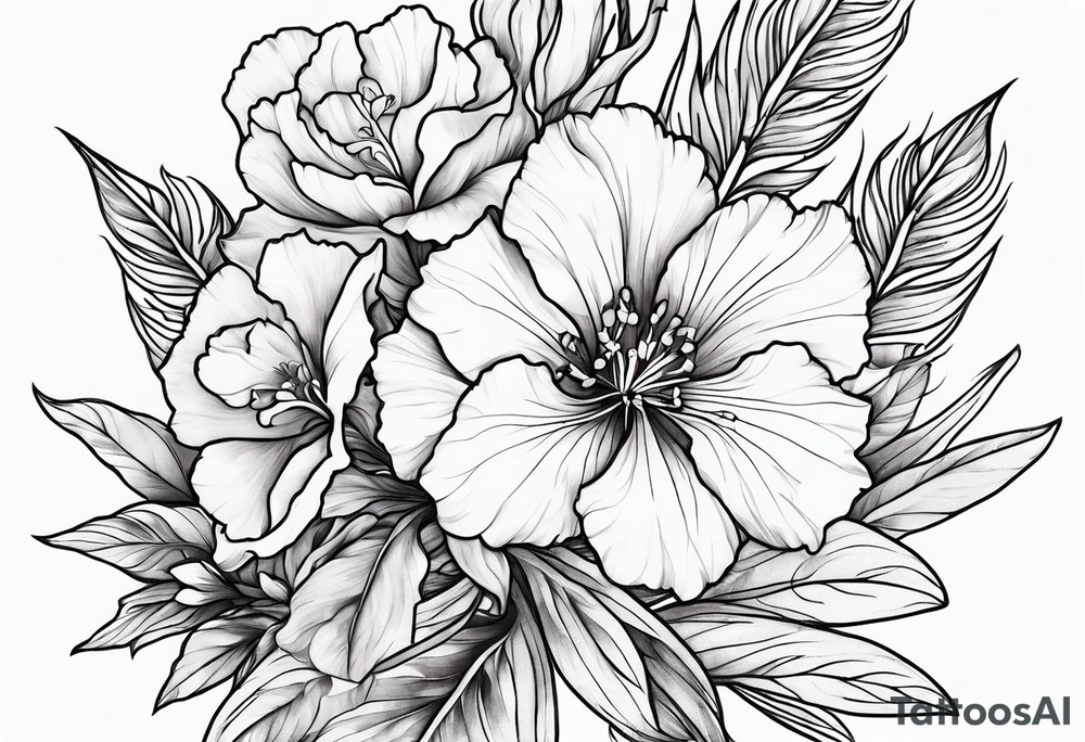 Larkspur flowers and carnation flowers tattoo idea