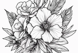 Larkspur flowers and carnation flowers tattoo idea