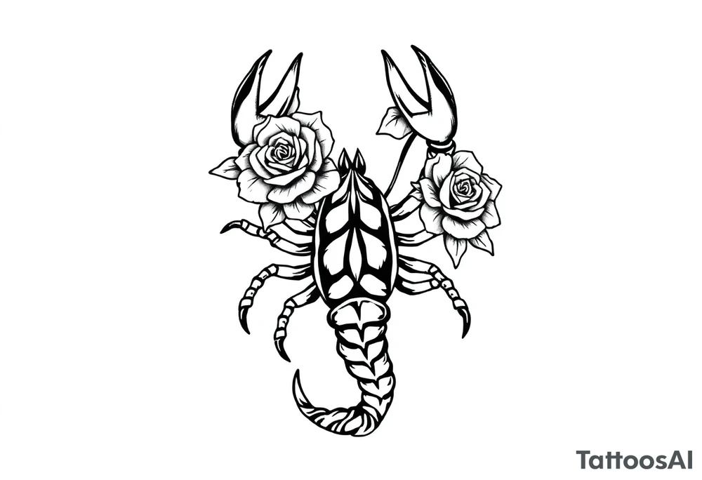 Scorpion with roses tattoo idea