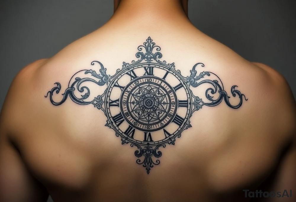 vintage roman numerals within ornate clockwork mechanism tattoo idea