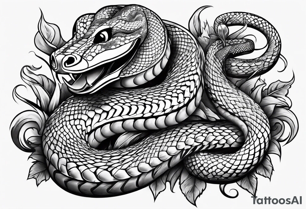 snake smoking cigarette tattoo idea