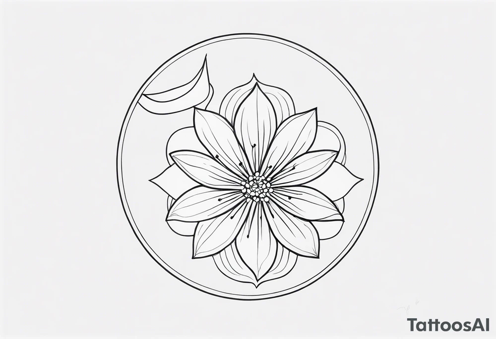 Étoile lune fleur avec prénoms Timoté Valentin Clémentine tattoo idea