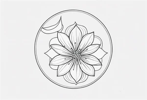 Étoile lune fleur avec prénoms Timoté Valentin Clémentine tattoo idea