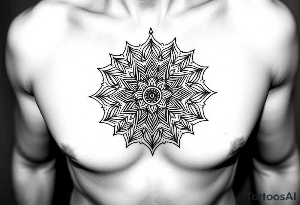 intricate mandala with sacred geometry and cosmic elements tattoo idea