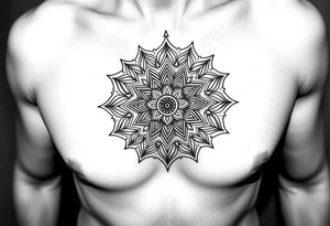 intricate mandala with sacred geometry and cosmic elements tattoo idea