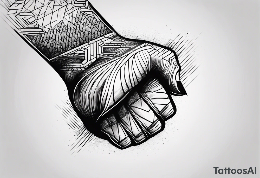 A clenched fist on the back using negative space techniques tattoo idea A clenched fist on the back using negative space techniques tattoo idea