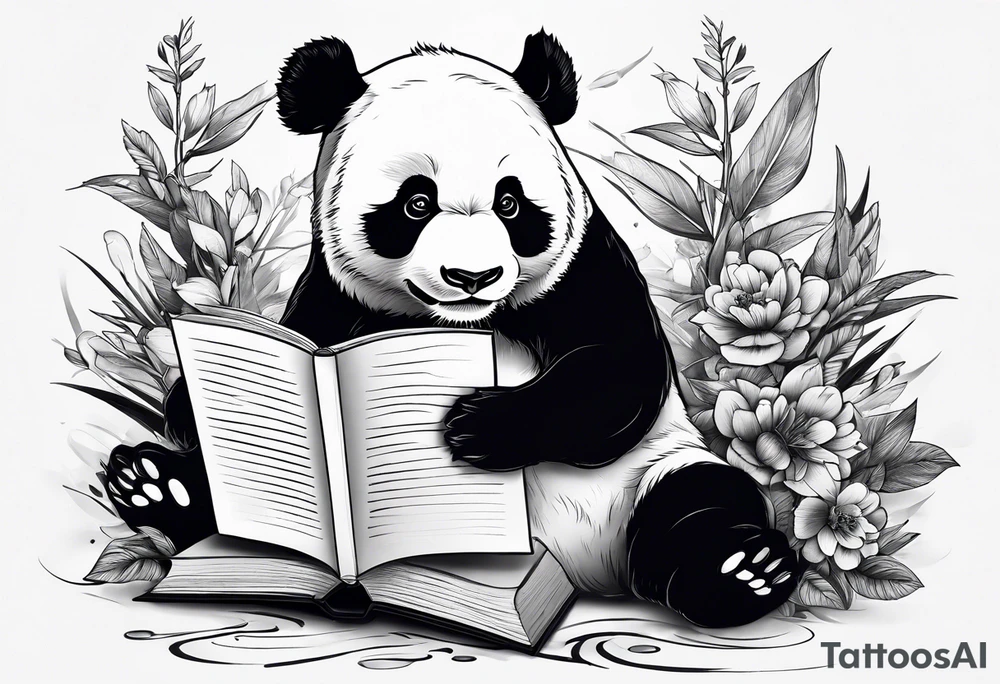 A panda reading a book tattoo idea