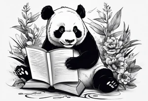 A panda reading a book tattoo idea