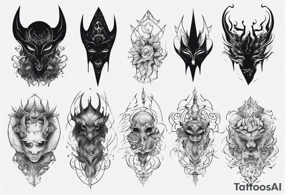 A black faceless shadow creature tattoo idea
