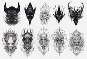 A black faceless shadow creature tattoo idea