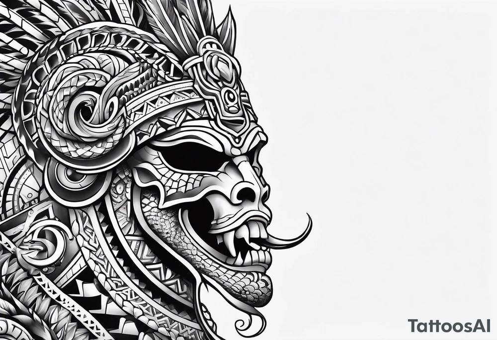 aztec snake sleeve tattoo idea