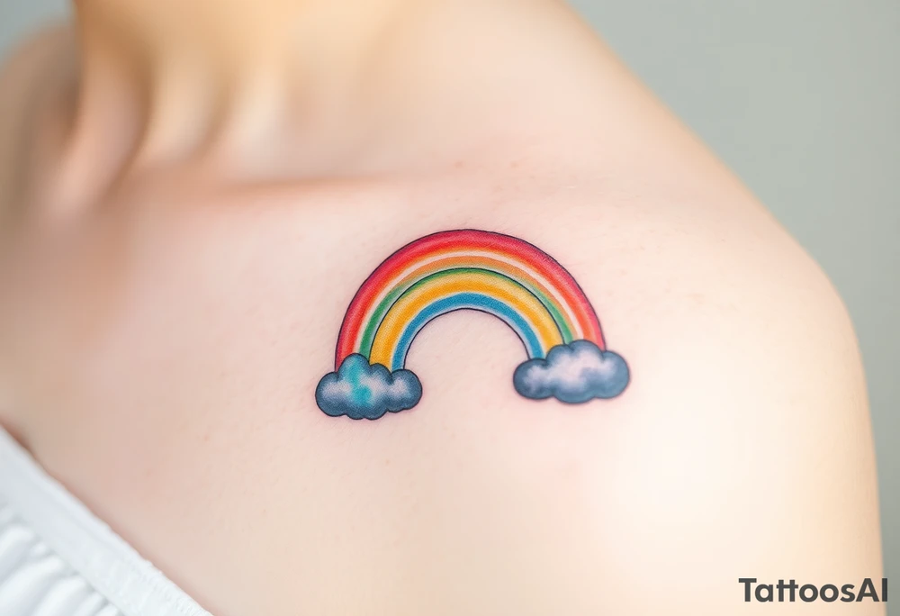 A rainbow with a halo above it to honour a rainbow baby tattoo idea