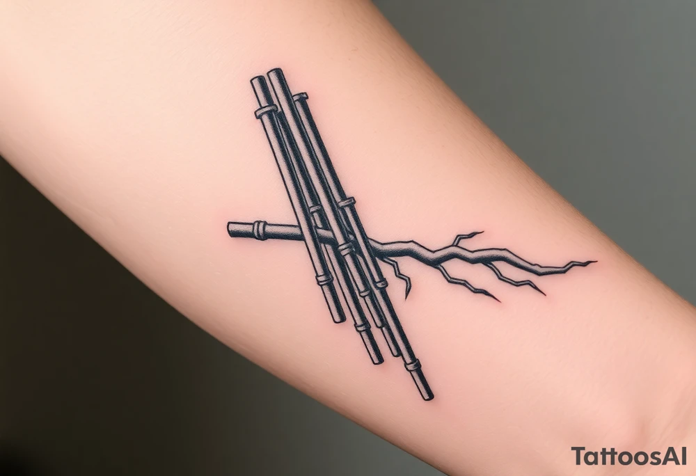 vertical System of thin pipes that transitions gradually from the end into thick, widespread veins of forearm tattoo idea